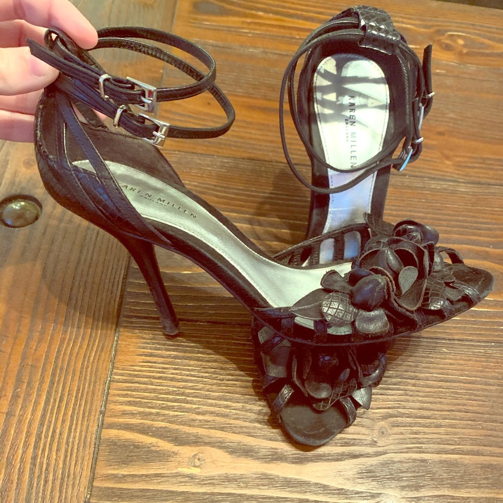 Karen Millen black strappy sandals 7.5